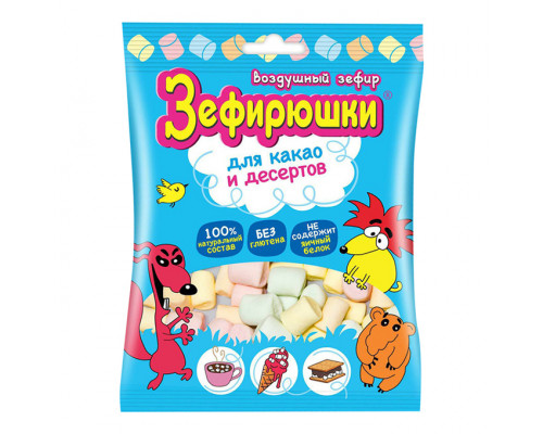 Маршмеллоу "Зефирюшки" мини цветные для какао и десертов 40 г.