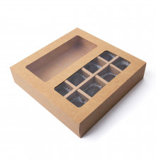 Коробка складная под 8 конфет + шоколад, крафт, 17,7 х 17,8 х 3,8 см СД