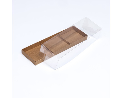 Коробка для муссовых пироженных 3 штуки, 26x8,5x6 Крафт