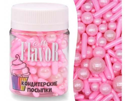 Посыпка Mr.FlavoR "Шарики и палочки перламутровые розовые", 50 гр