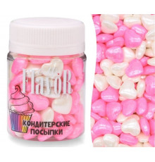 Посыпка Mr.FlavoR "Сердечки перламутровые бело-розовые", 50 гр